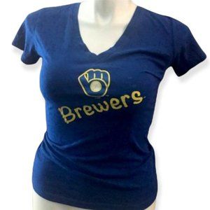 Milwaukee Brewers | Royal Blue Cap-Sleeve T-Shirt by Sideline Apparel | Size M